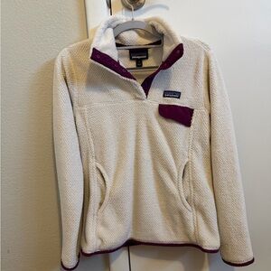Patagonia Cream and Purple Fleece Pullover